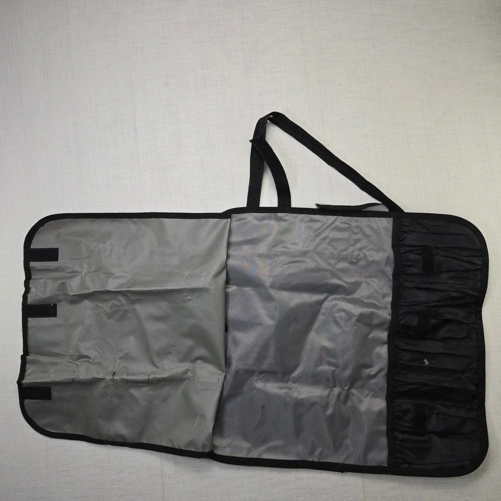 Mercer Chef Knife Roll Bag Culinary Case Paint Stains Blk Shoulder Strap Pockets
